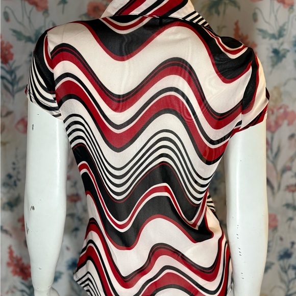 Vintage Janette Black and White Short Sleeve Fitted Button Down - Picture 4 of 7